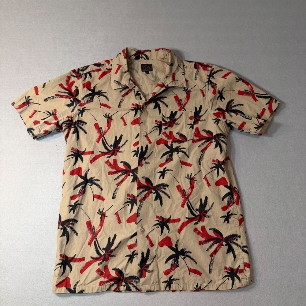 Obey‎ Palm Tree Hawaiian Cotton Shirt Mens Small Short Sleeve Tropical